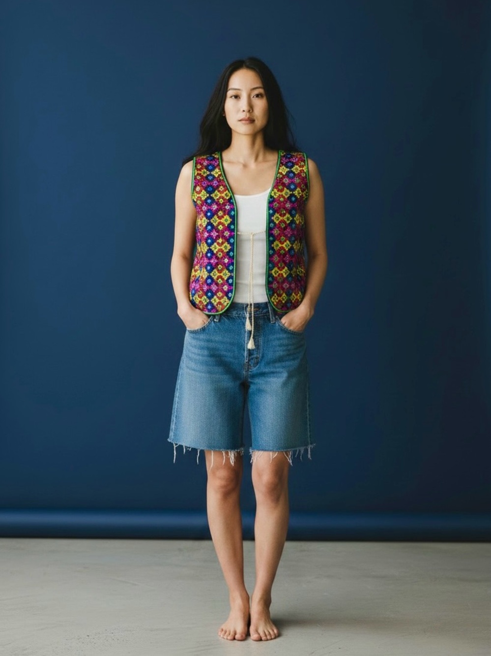 90s Afghan Embroidered Boho Festival Hippie Vest / M